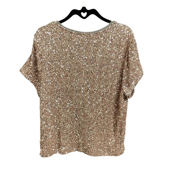 NWT Anthropologie Maeve Short Sleeve Sequin Tee in Champagne Womens Size XL - Picture 7 of 8